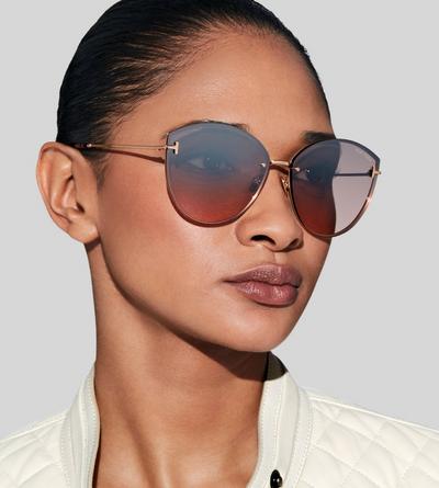 TOM FORD OM ROSE GOLD/PINK EVANGELINE SUNGLASSES