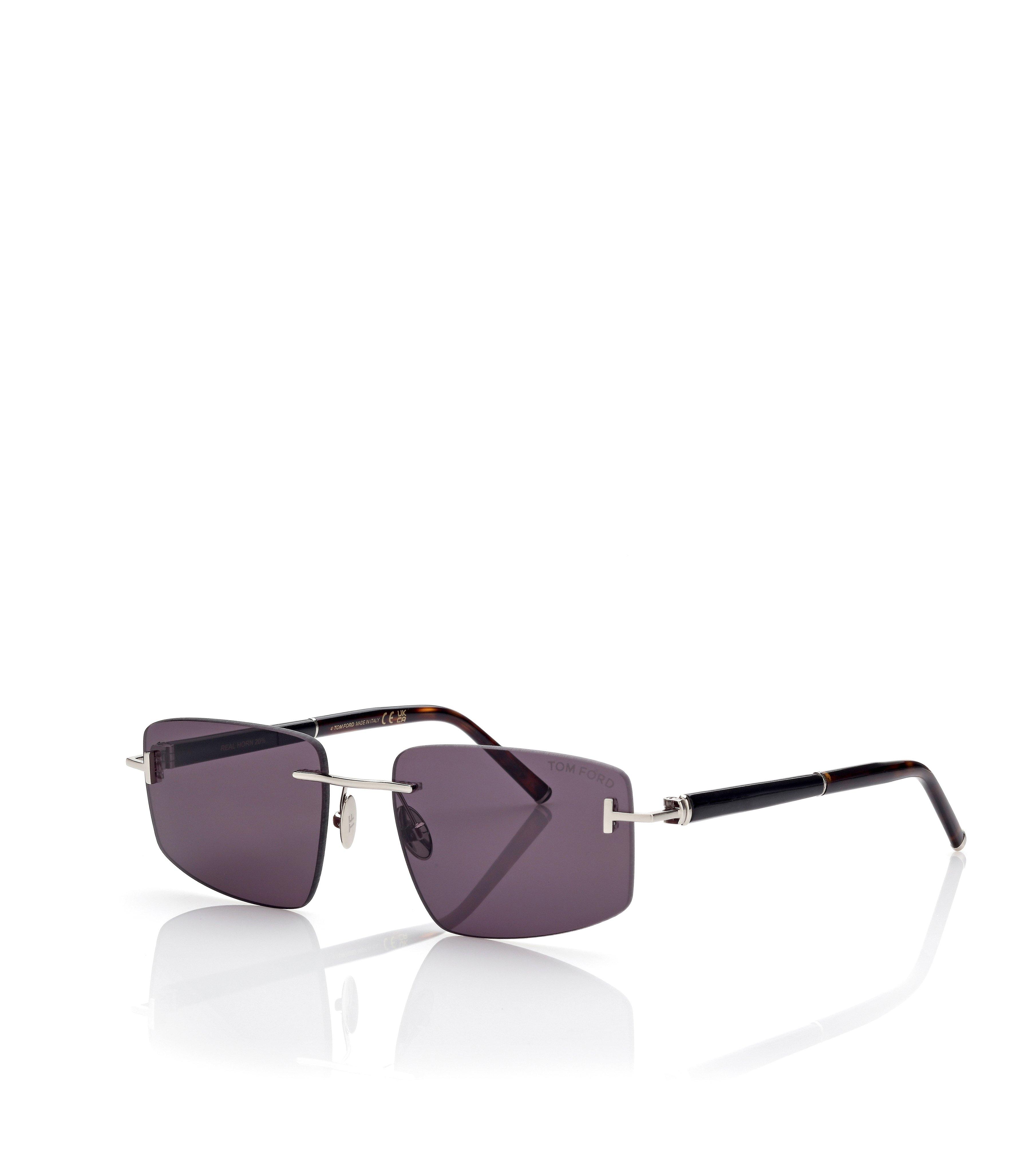 SQUARE TITANIUM AND HORN SUNGLASSES