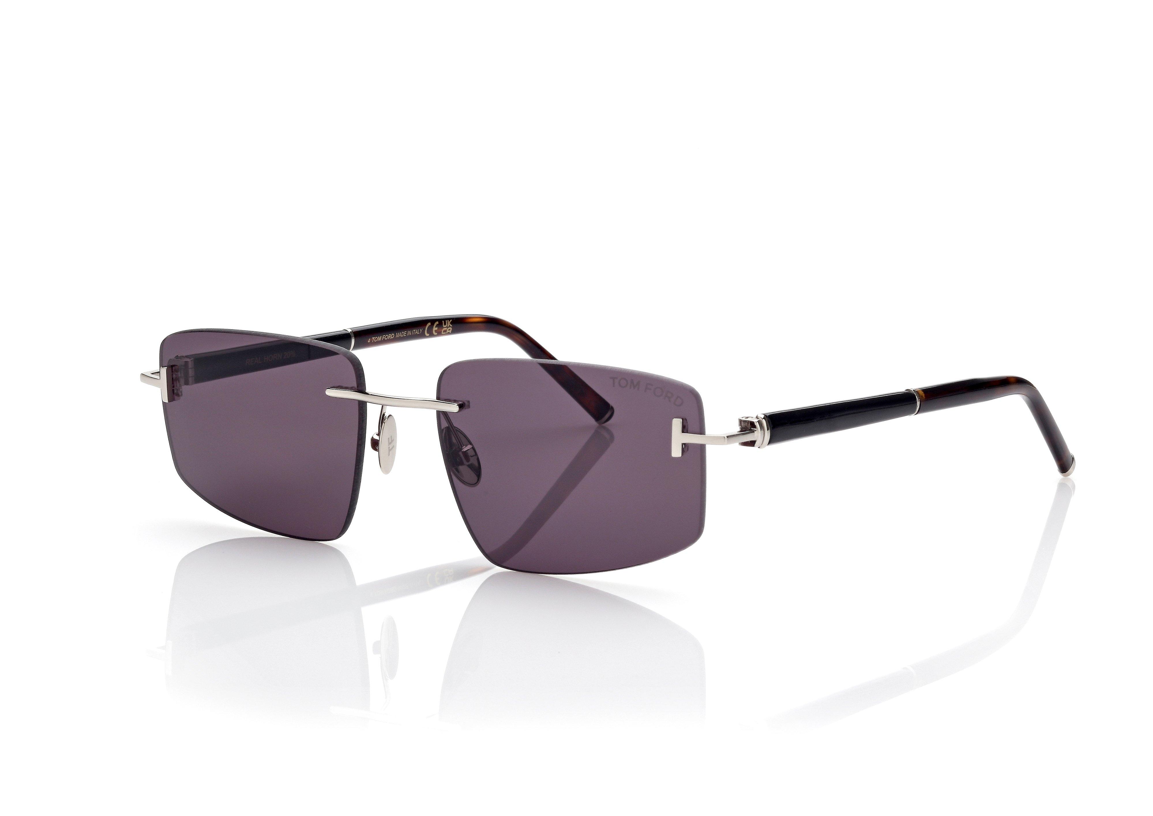 SQUARE TITANIUM AND HORN SUNGLASSES