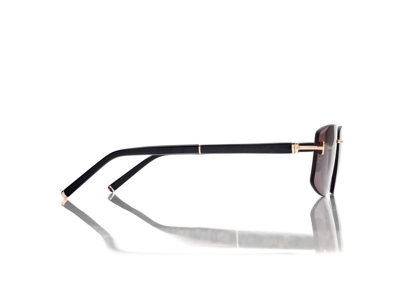SQUARE TITANIUM AND HORN SUNGLASSES image number 2