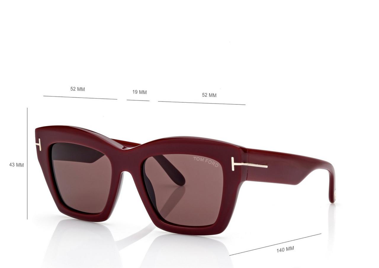 TOM FORD OM SHINY BORDEAUX / BROWN LUNA SUNGLASSES