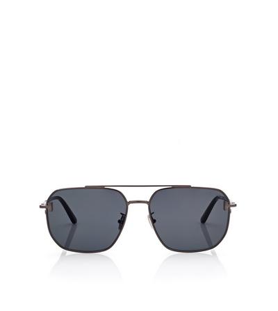 TOM FORD OM SHINY GUNMETAL  / SMOKE NAVIGATOR SUNGLASSES
