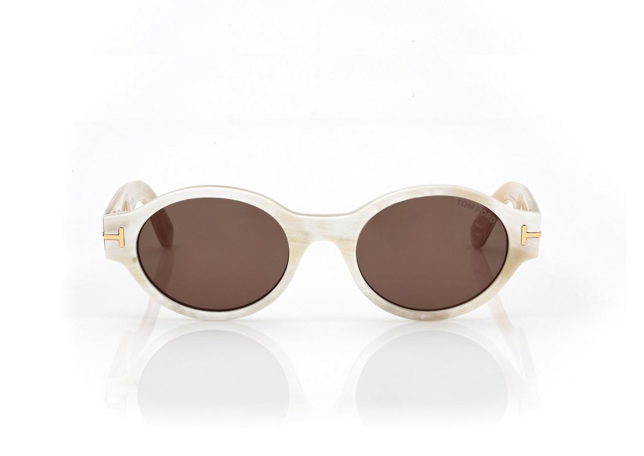 TOM FORD HORN COLOURED HORN / GREEN OVAL HORN SUNGLASSES