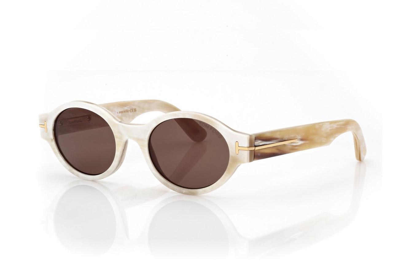 TOM FORD HORN COLOURED HORN / GREEN OVAL HORN SUNGLASSES
