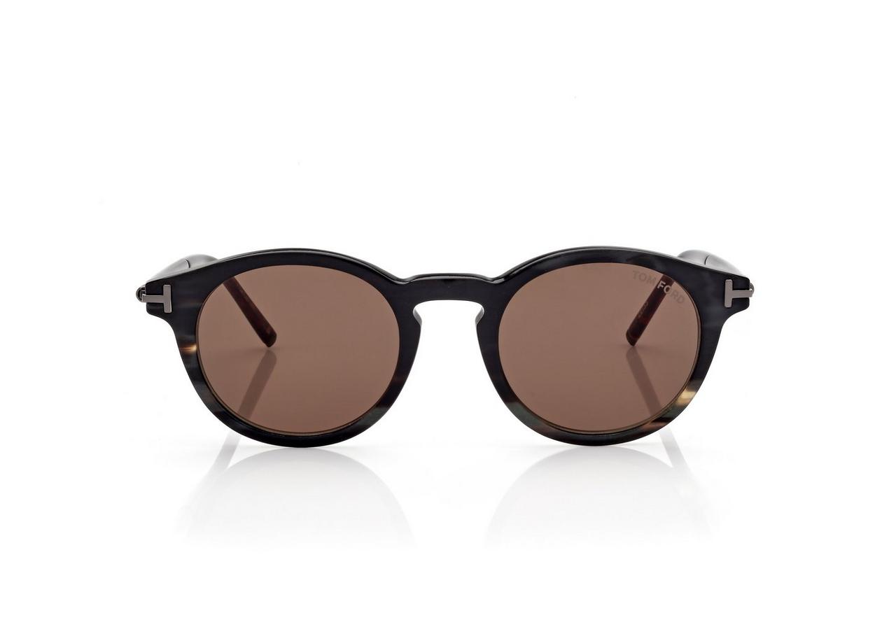 ROUND HORN AND TITANIUM SUNGLASSES image number 0