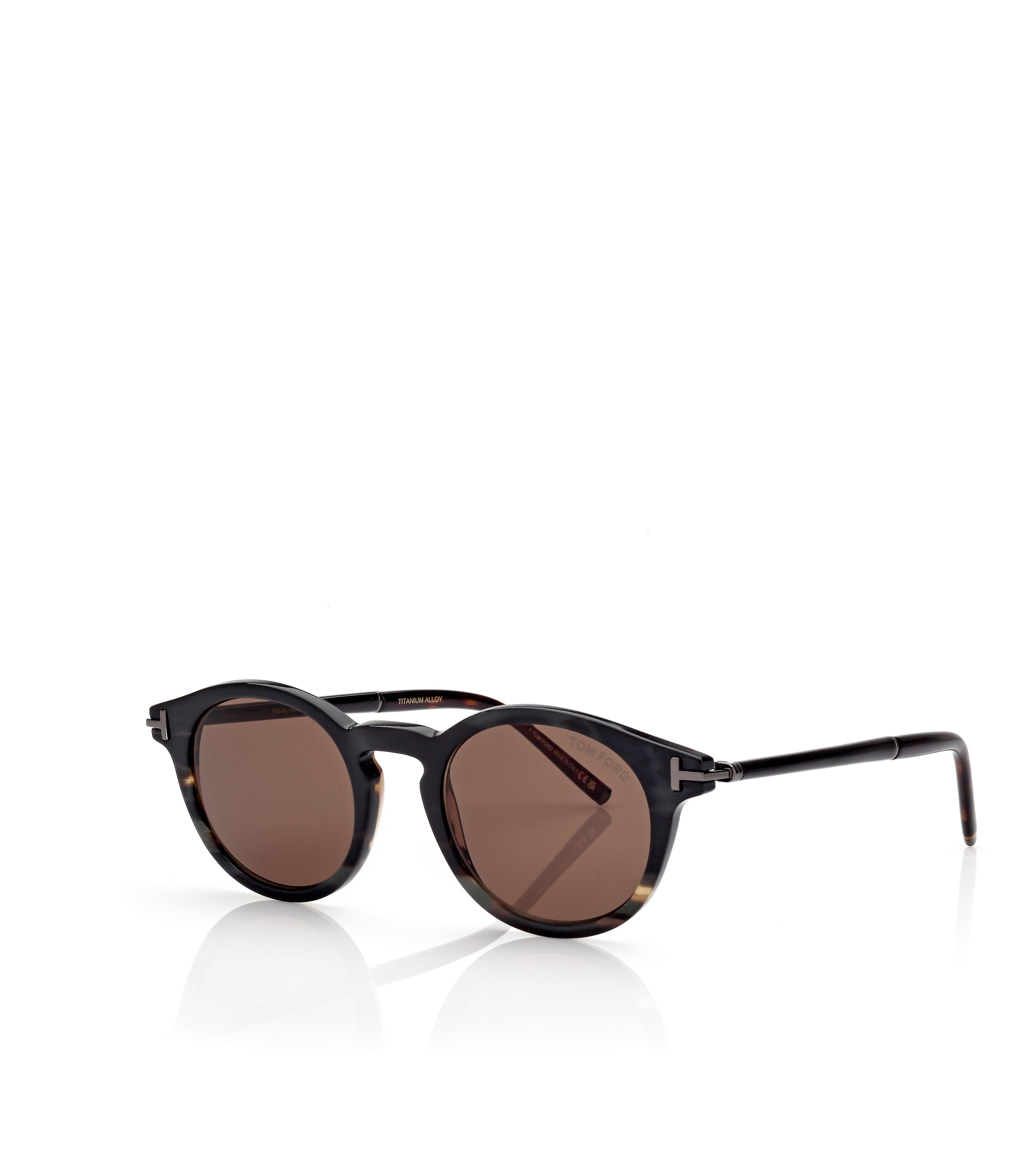 ROUND HORN AND TITANIUM SUNGLASSES