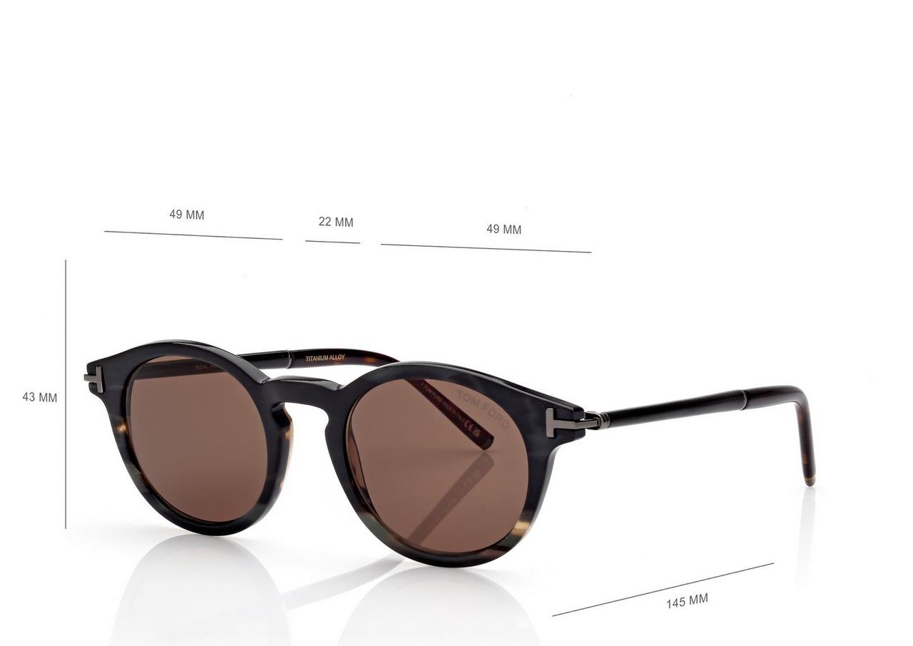 ROUND HORN AND TITANIUM SUNGLASSES image number 3