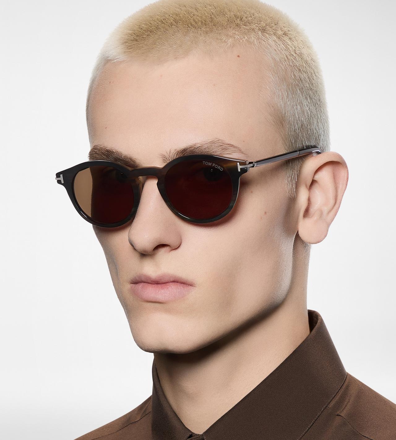 ROUND HORN AND TITANIUM SUNGLASSES image number 4