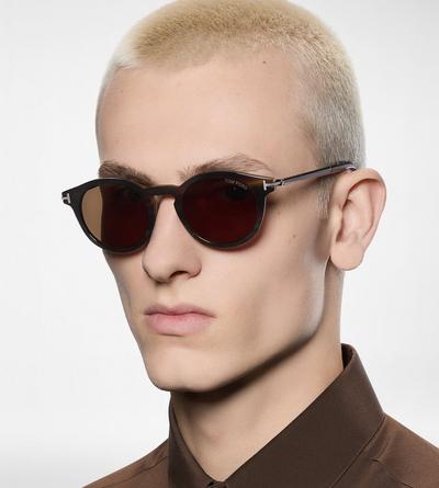 ROUND HORN AND TITANIUM SUNGLASSES image number 4