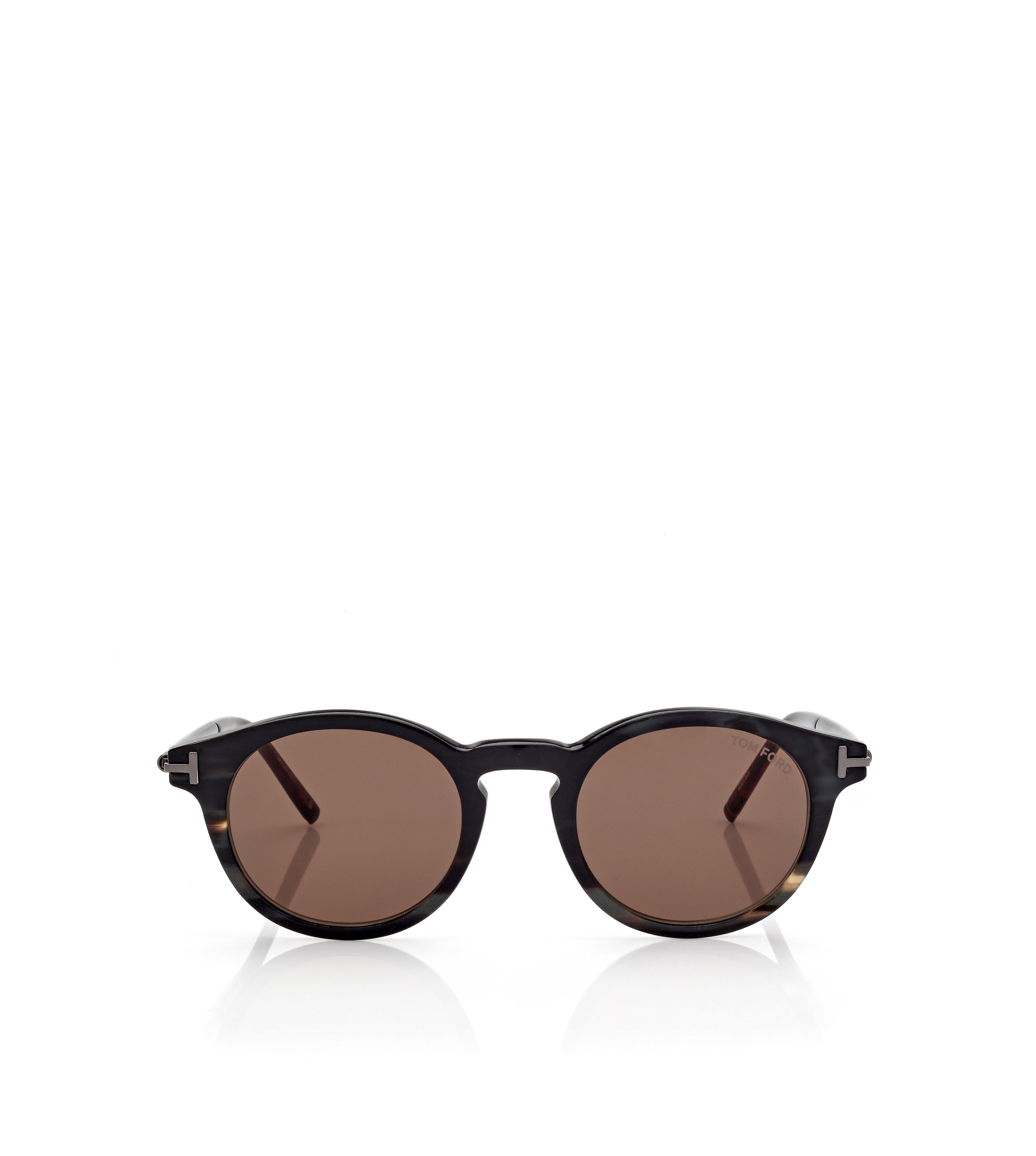 ROUND HORN AND TITANIUM SUNGLASSES