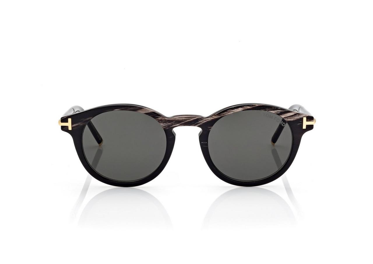 ROUND HORN AND TITANIUM SUNGLASSES image number 0