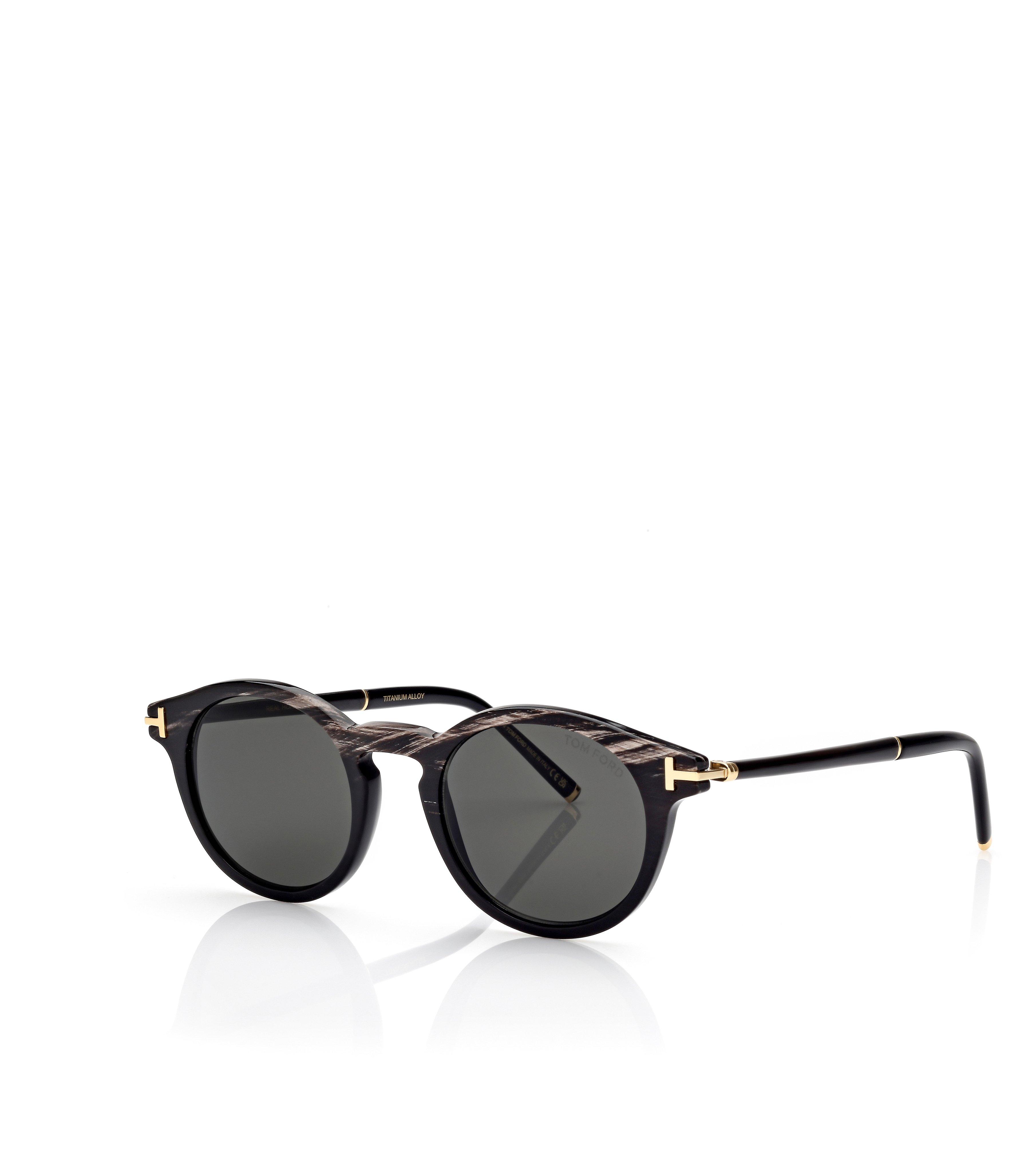 ROUND HORN AND TITANIUM SUNGLASSES