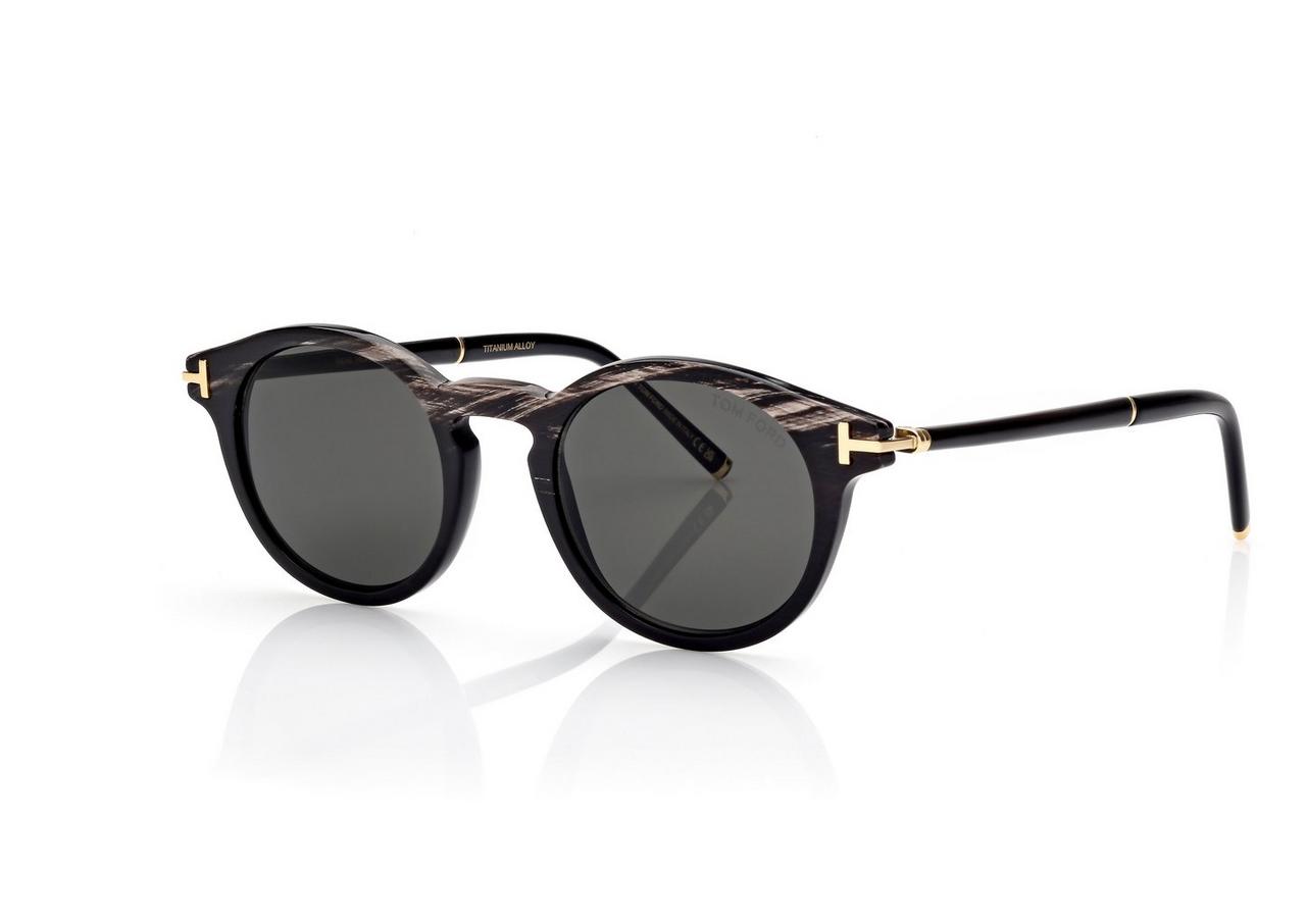 ROUND HORN AND TITANIUM SUNGLASSES image number 1