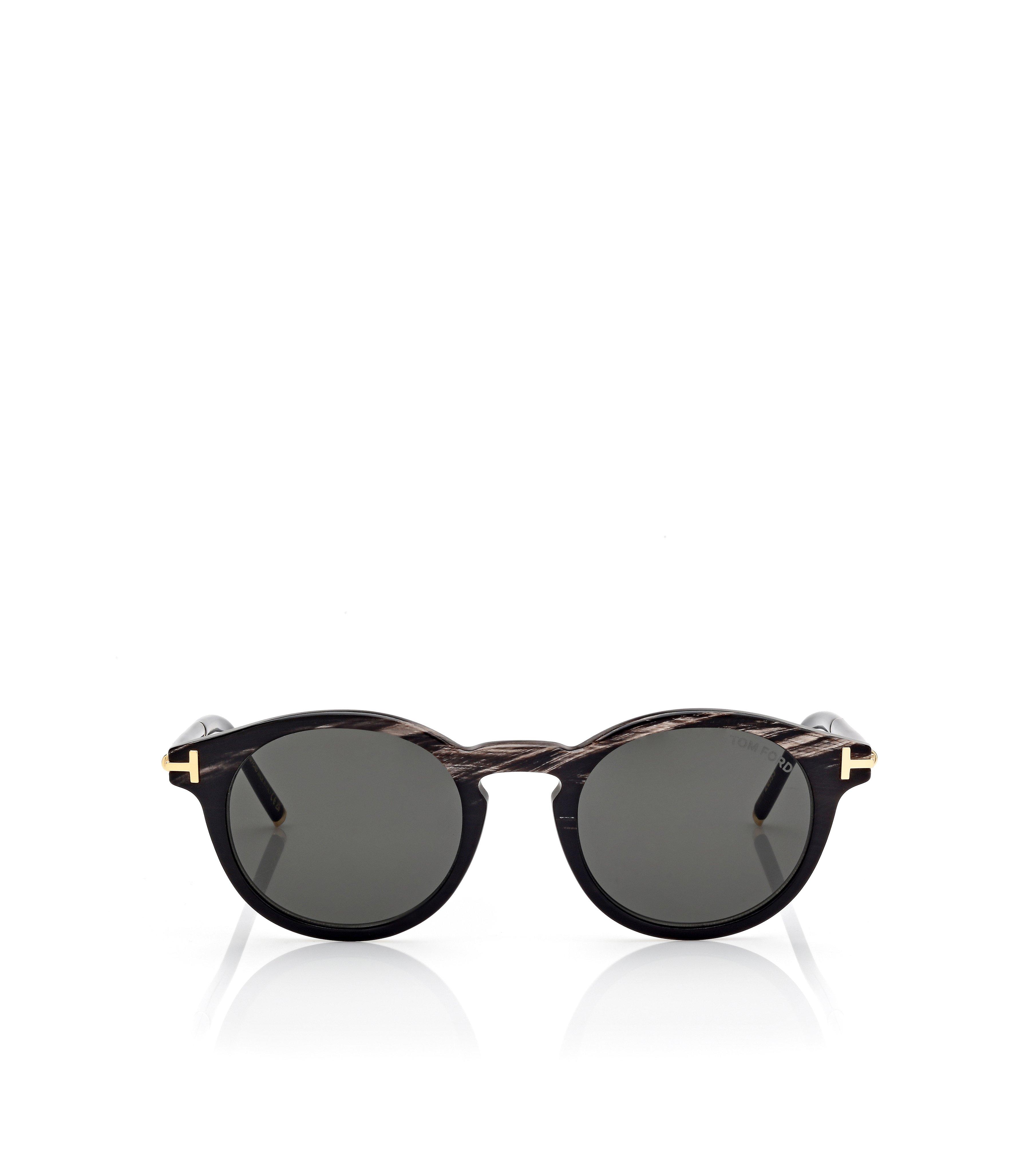 ROUND HORN AND TITANIUM SUNGLASSES