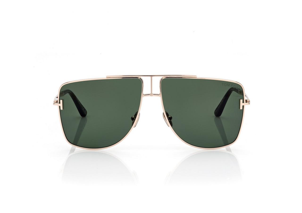 TOM FORD OM ROSE GOLD/GREEN ELIOTT SUNGLASSES