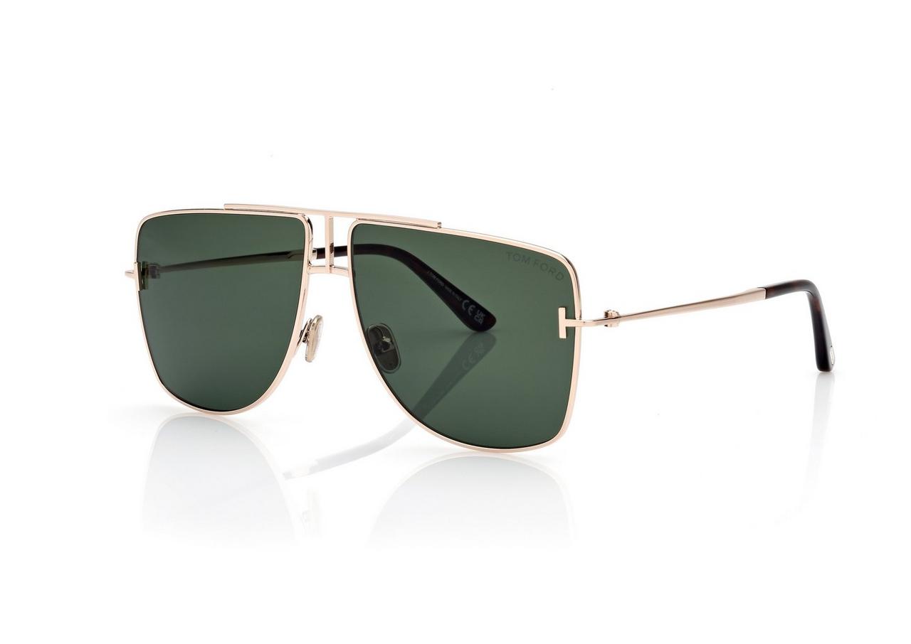 TOM FORD OM ROSE GOLD/GREEN ELIOTT SUNGLASSES