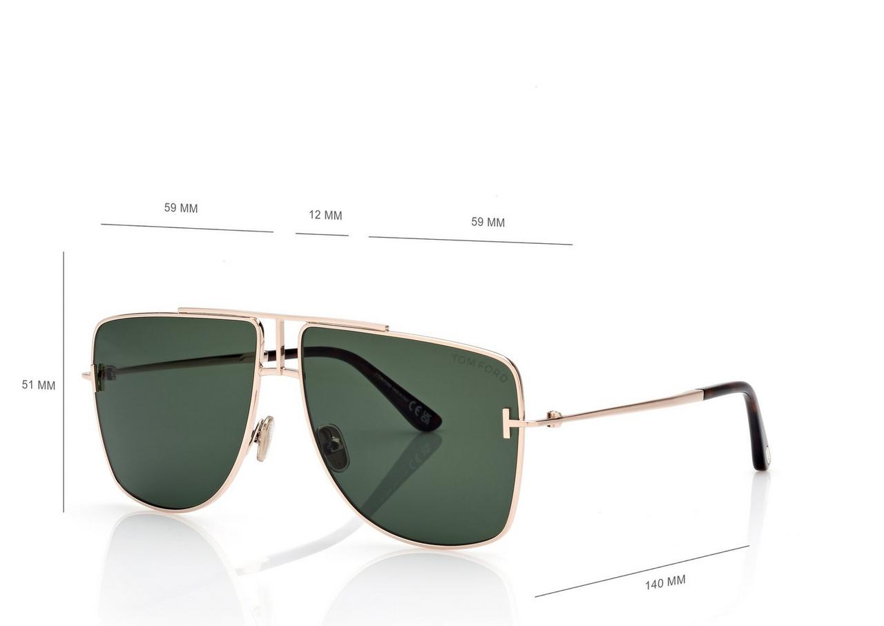 TOM FORD OM ROSE GOLD/GREEN ELIOTT SUNGLASSES