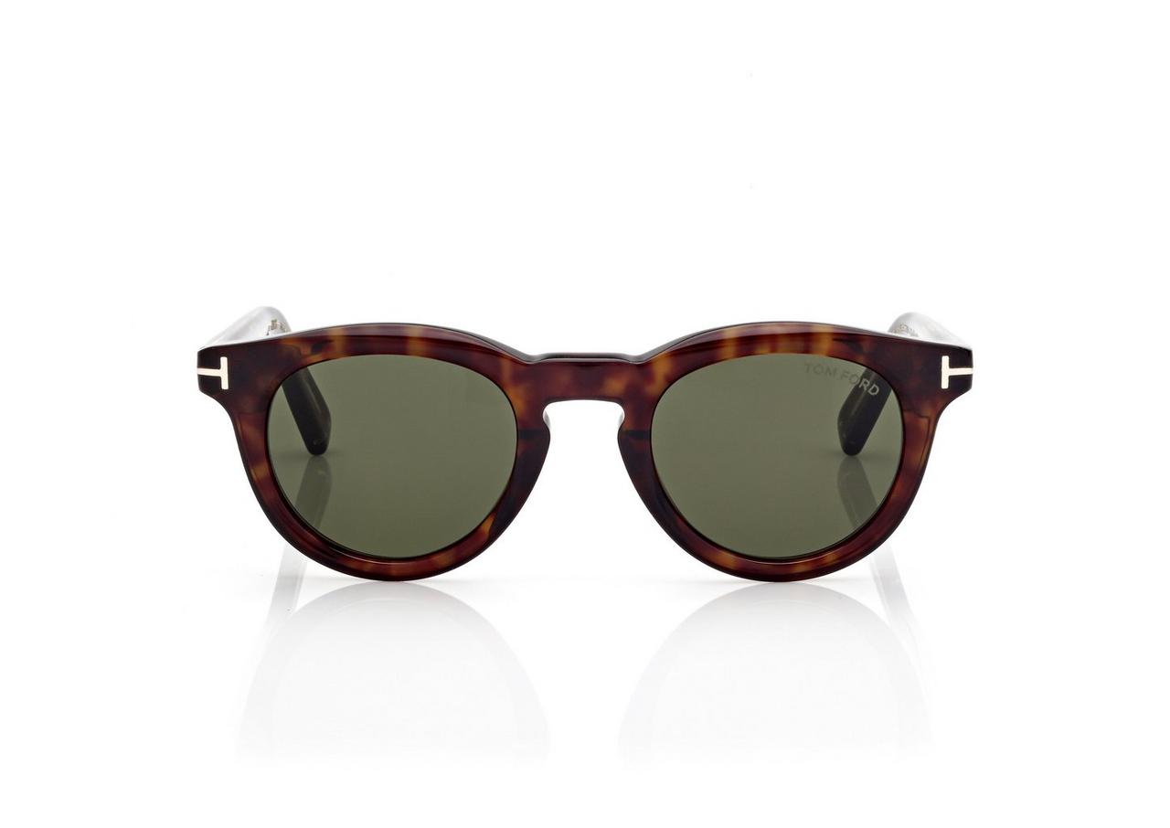 TOM FORD OM DARK HAVANA ICON ROUND SUNGLASSES