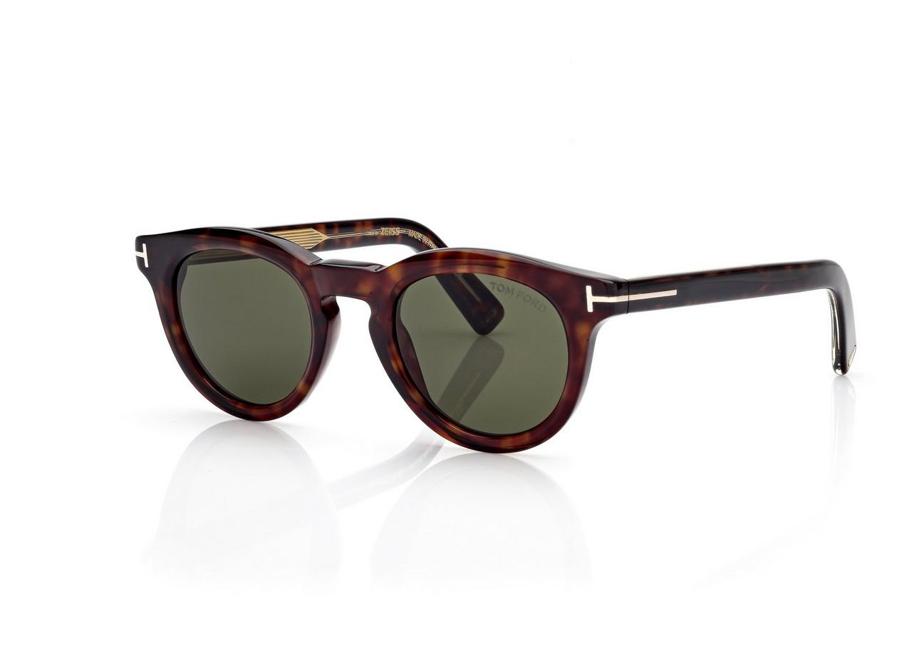 TOM FORD OM DARK HAVANA ICON ROUND SUNGLASSES