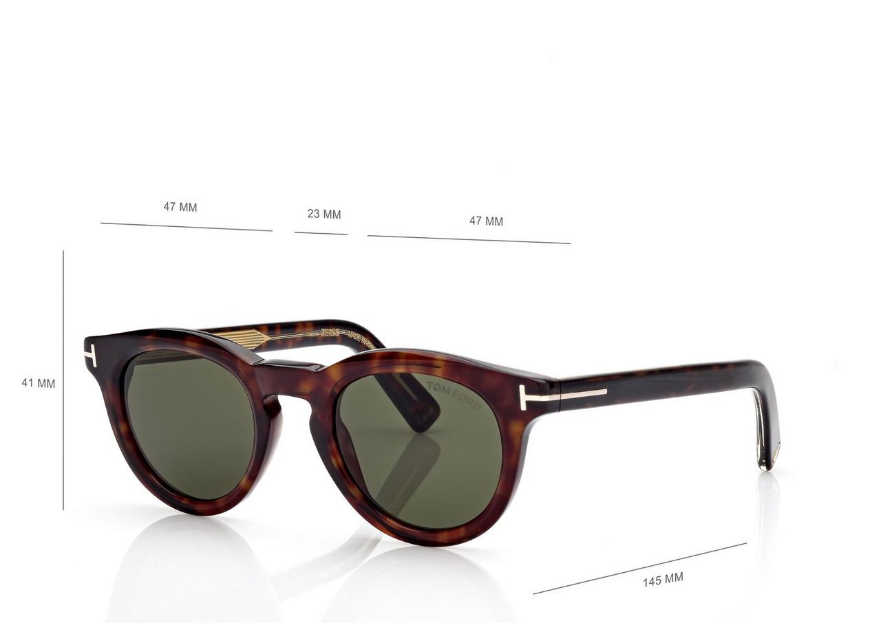 TOM FORD OM DARK HAVANA ICON ROUND SUNGLASSES