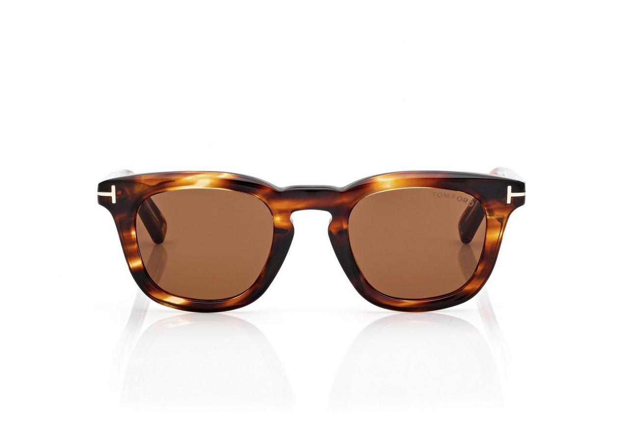 TOM FORD OM AMBER HAVANA ICON SQUARE SUNGLASSES