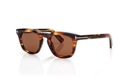 TOM FORD OM AMBER HAVANA ICON SQUARE SUNGLASSES