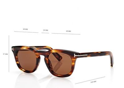 TOM FORD OM AMBER HAVANA ICON SQUARE SUNGLASSES