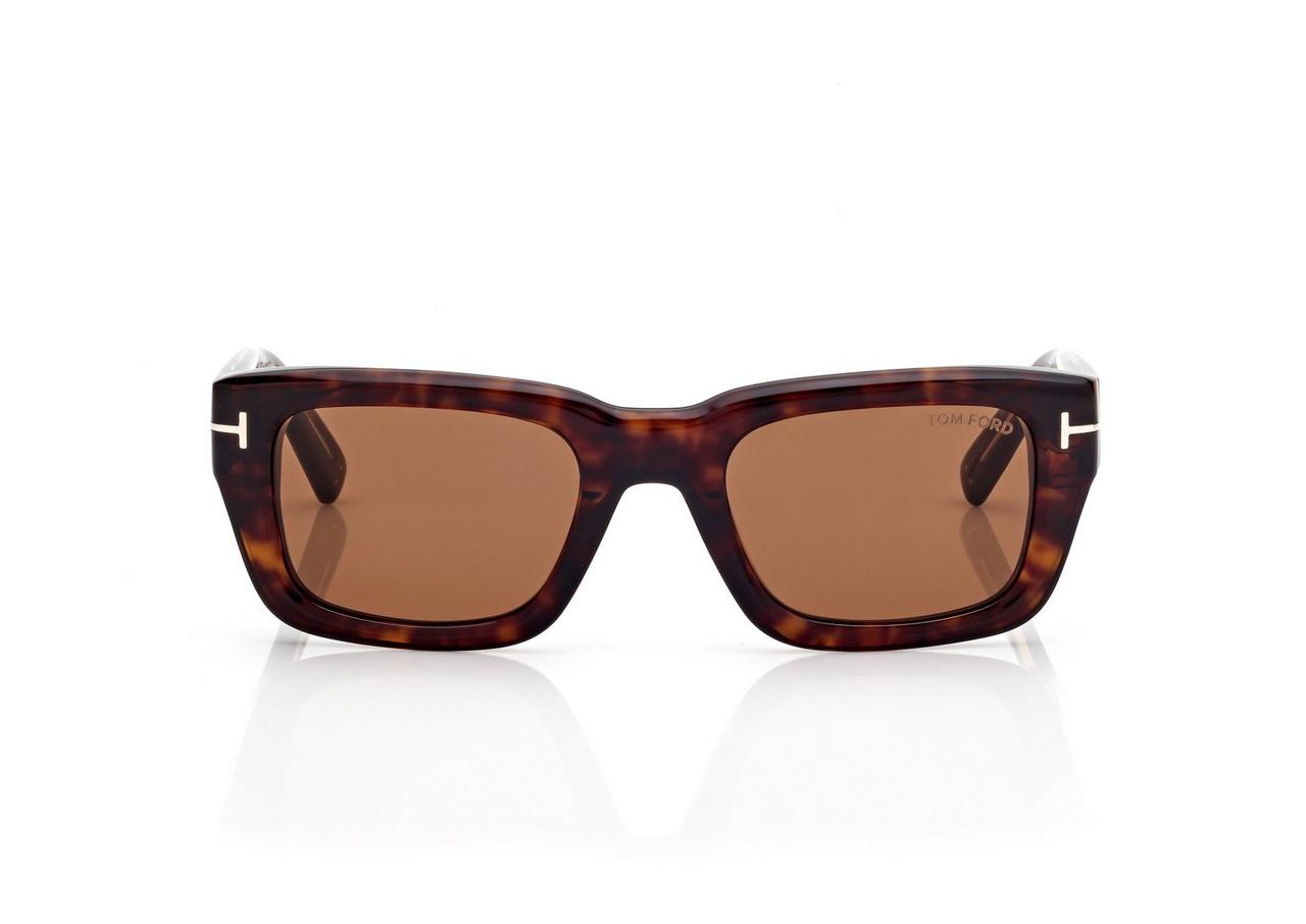 TOM FORD OM DARK HAVANA / BROWN ICON RECTANGULAR SUNGLASSES