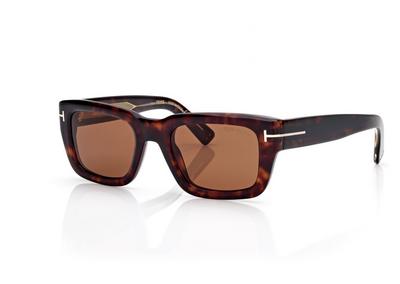 TOM FORD OM DARK HAVANA / BROWN ICON RECTANGULAR SUNGLASSES