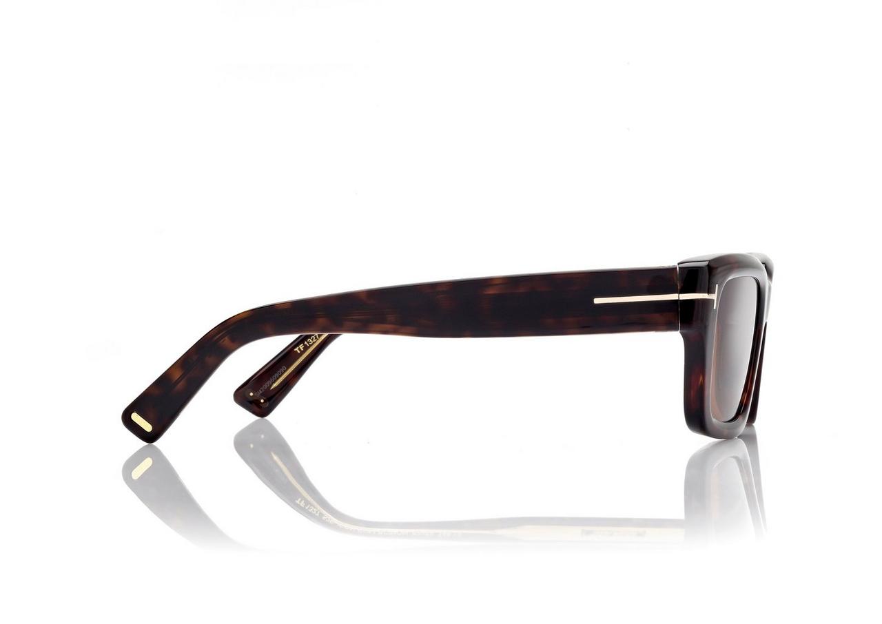 TOM FORD OM DARK HAVANA / BROWN ICON RECTANGULAR SUNGLASSES