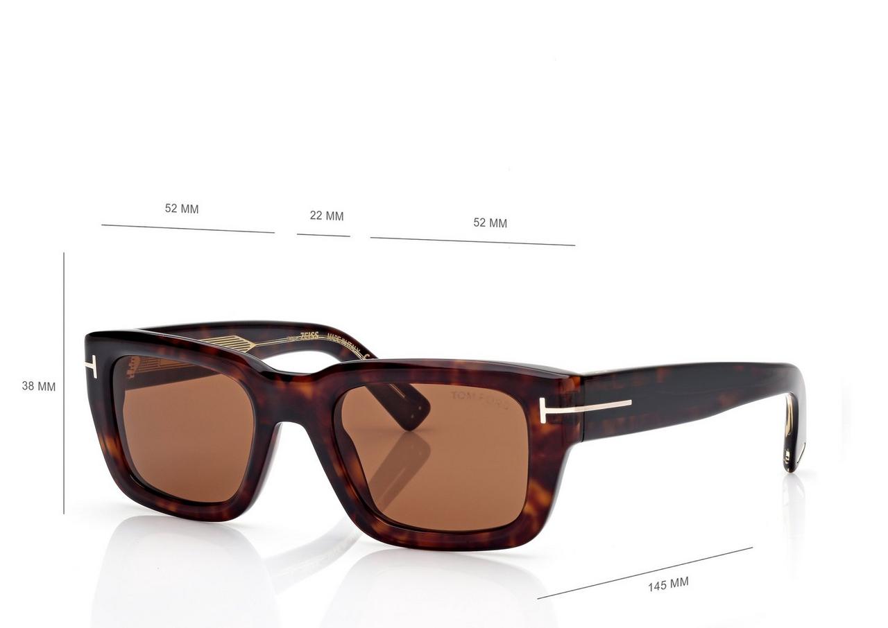 TOM FORD OM DARK HAVANA / BROWN ICON RECTANGULAR SUNGLASSES