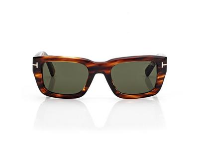 TOM FORD OM HAVANA/GREEN ICON RECTANGULAR SUNGLASSES