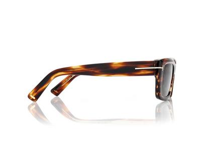 TOM FORD OM HAVANA/GREEN ICON RECTANGULAR SUNGLASSES
