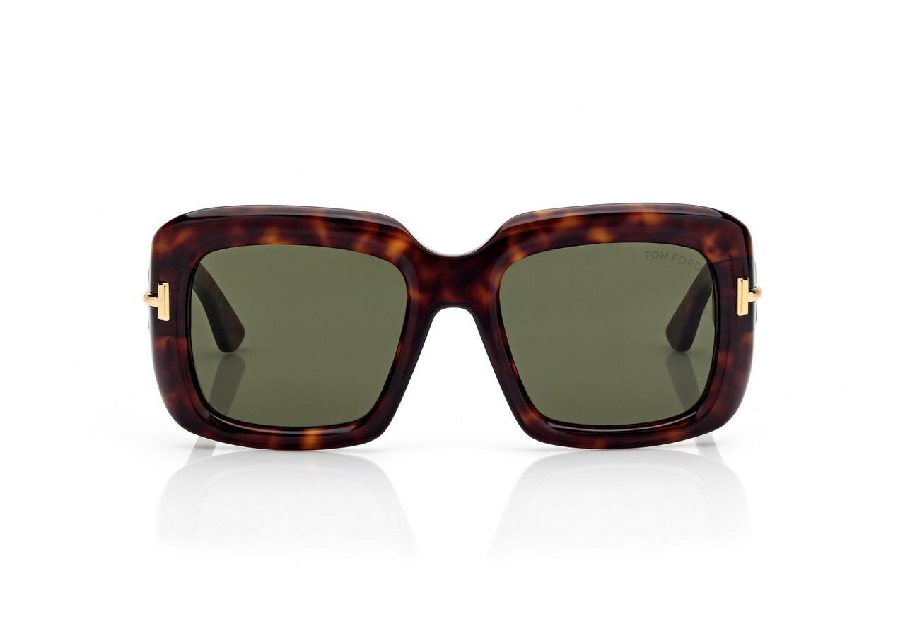 TOM FORD OM DARK HAVANA ICON SQUARE SUNGLASSES