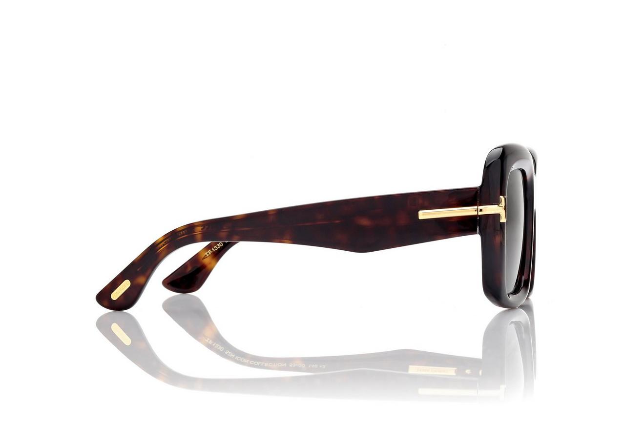 TOM FORD OM DARK HAVANA ICON SQUARE SUNGLASSES