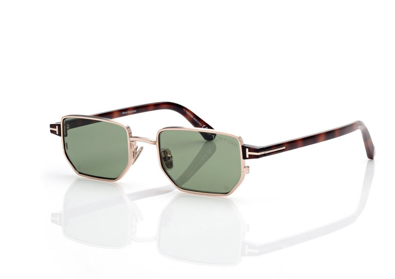 TOM FORD OM ROSE GOLD/GREEN LIAM  SUNGLASSES