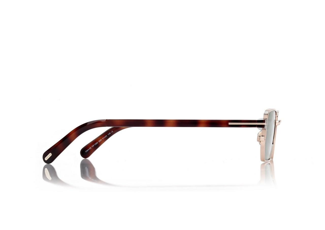 TOM FORD OM ROSE GOLD/GREEN LIAM  SUNGLASSES