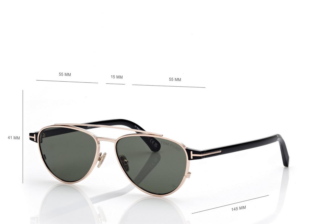 TOM FORD OM ROSE GOLD/GREEN ANTHONY SUNGLASSES