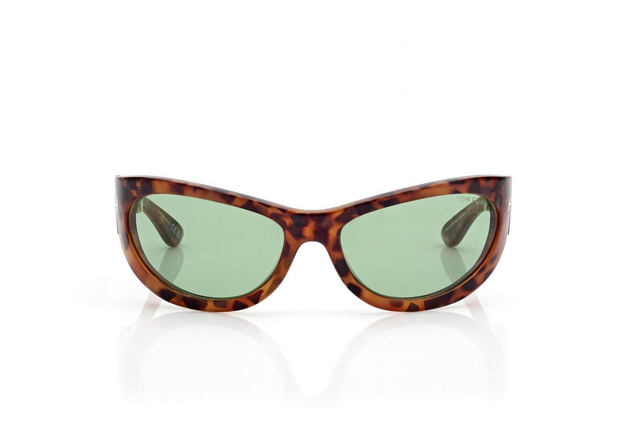 TOM FORD OM HAVANA/GREEN LEONA SUNGLASSES