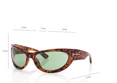 TOM FORD OM HAVANA/GREEN LEONA SUNGLASSES