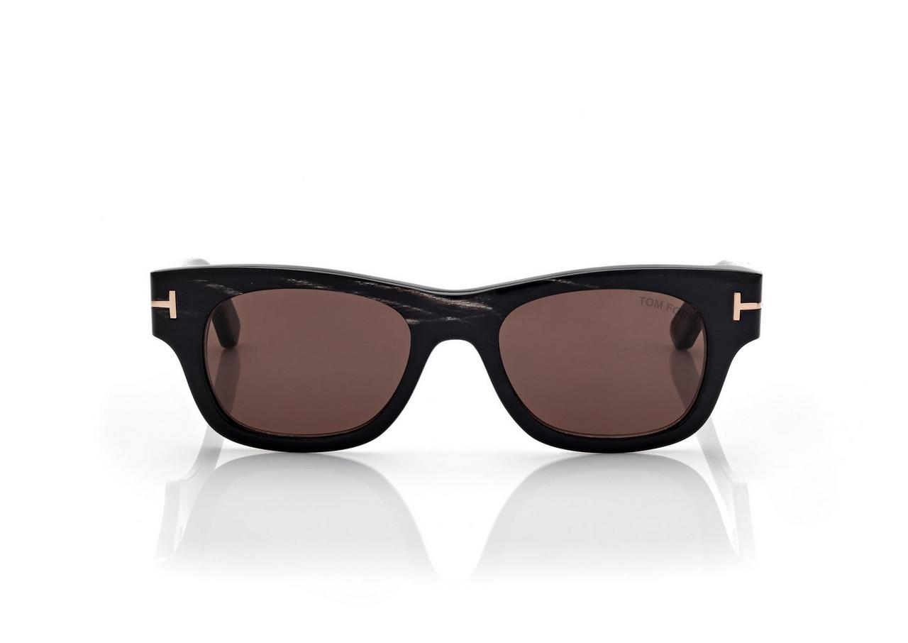 TOM FORD OM BLACK HORN SQUARE HORN SUNGLASSES