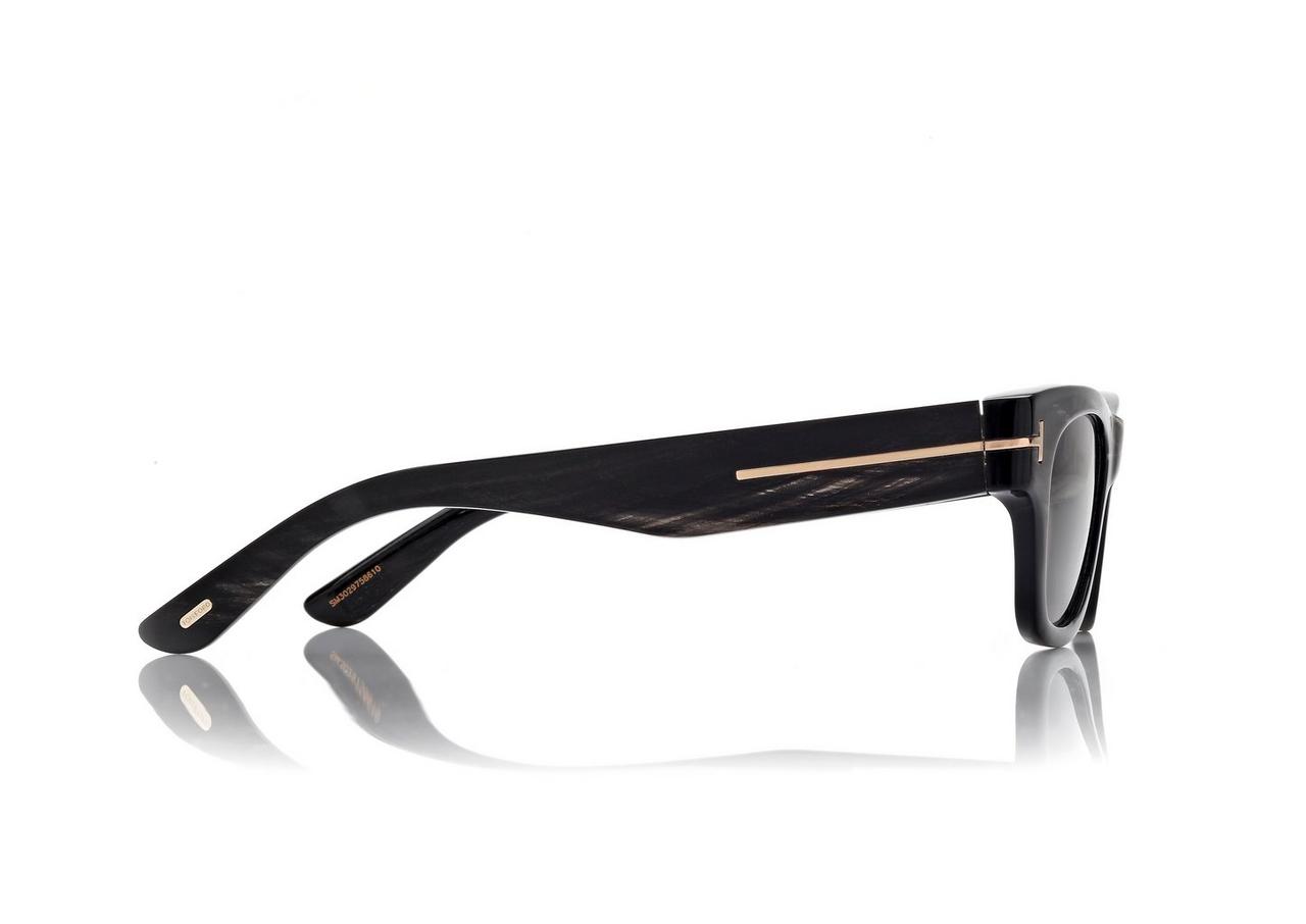 TOM FORD OM BLACK HORN SQUARE HORN SUNGLASSES