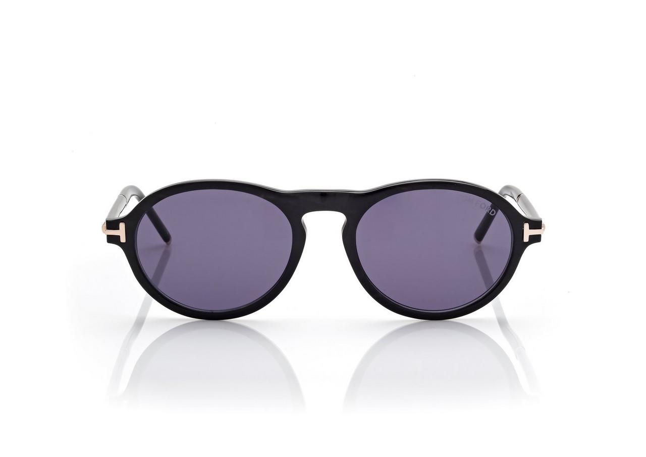TOM FORD OM BLACK HORN/ BLUE ROUND HORN SUNGLASSES