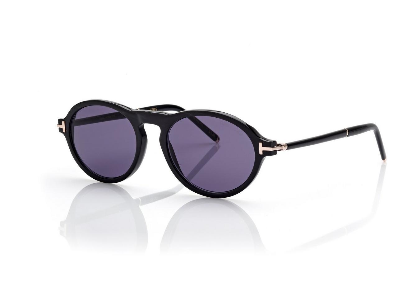TOM FORD OM BLACK HORN/ BLUE ROUND HORN SUNGLASSES