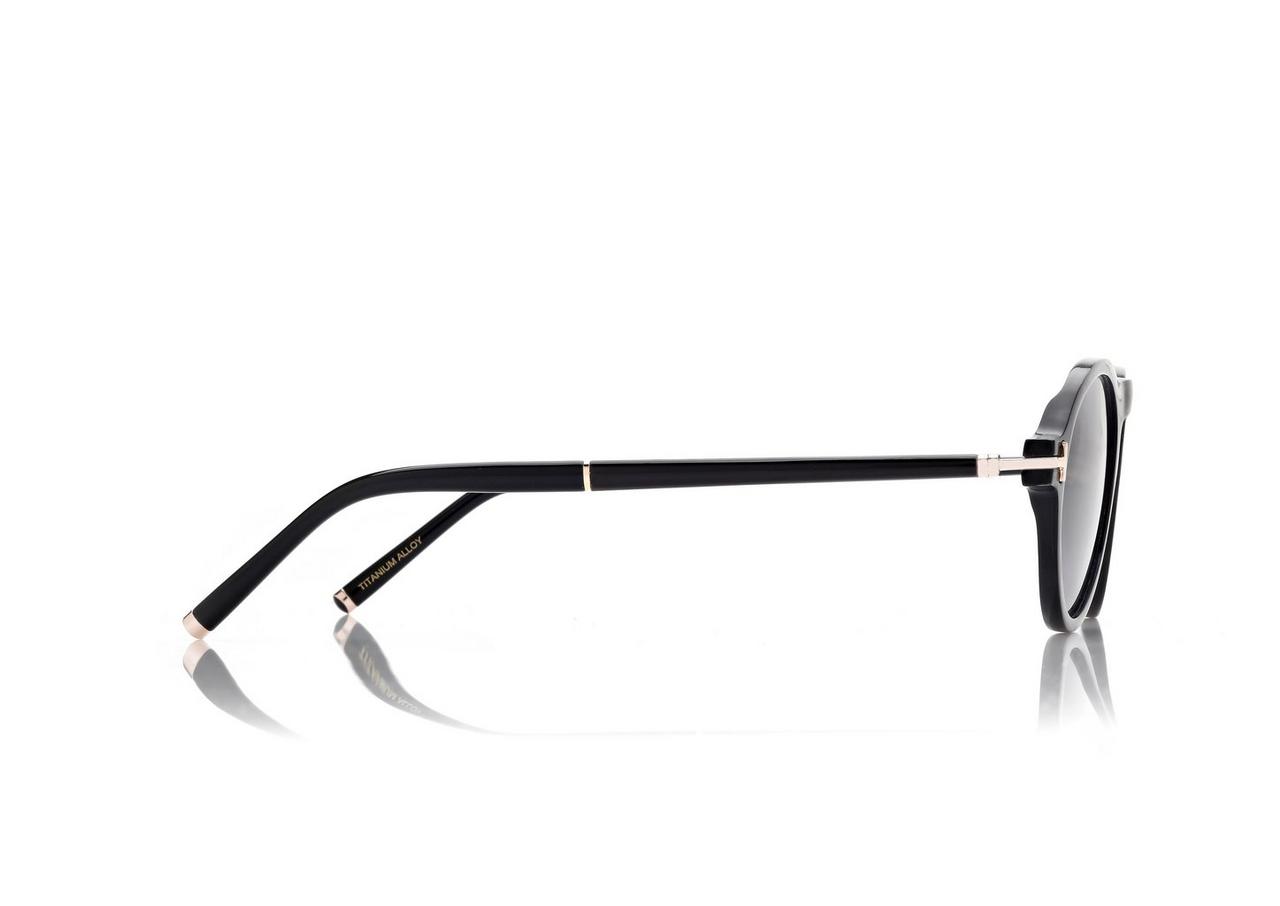 TOM FORD OM BLACK HORN/ BLUE ROUND HORN SUNGLASSES