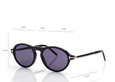 TOM FORD OM BLACK HORN/ BLUE ROUND HORN SUNGLASSES