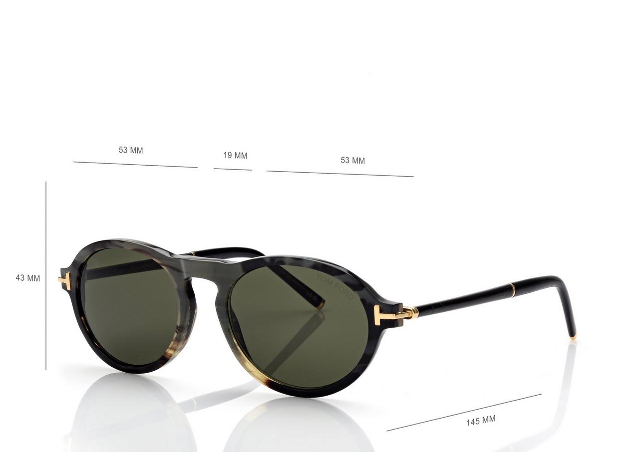 TOM FORD OM coloured horn / green ROUND HORN SUNGLASSES