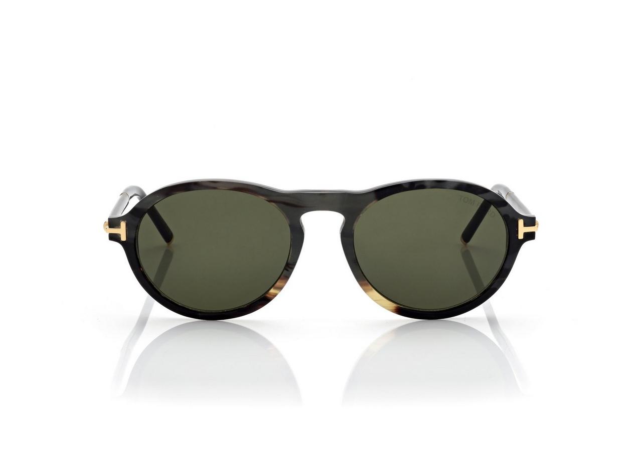 TOM FORD OM COLOURED HORN / GREEN ROUND HORN SUNGLASSES