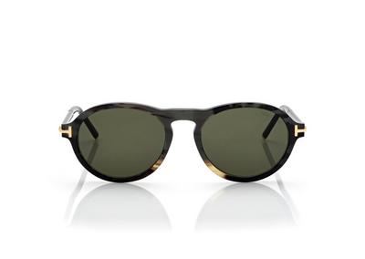 TOM FORD OM COLOURED HORN / GREEN ROUND HORN SUNGLASSES