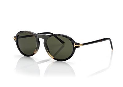 TOM FORD OM COLOURED HORN / GREEN ROUND HORN SUNGLASSES